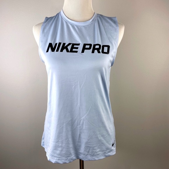 Nike Tops - Nike Pro Dri-FIT Tank Top Womens Large Light Blue Crossover Back Muscle Tee